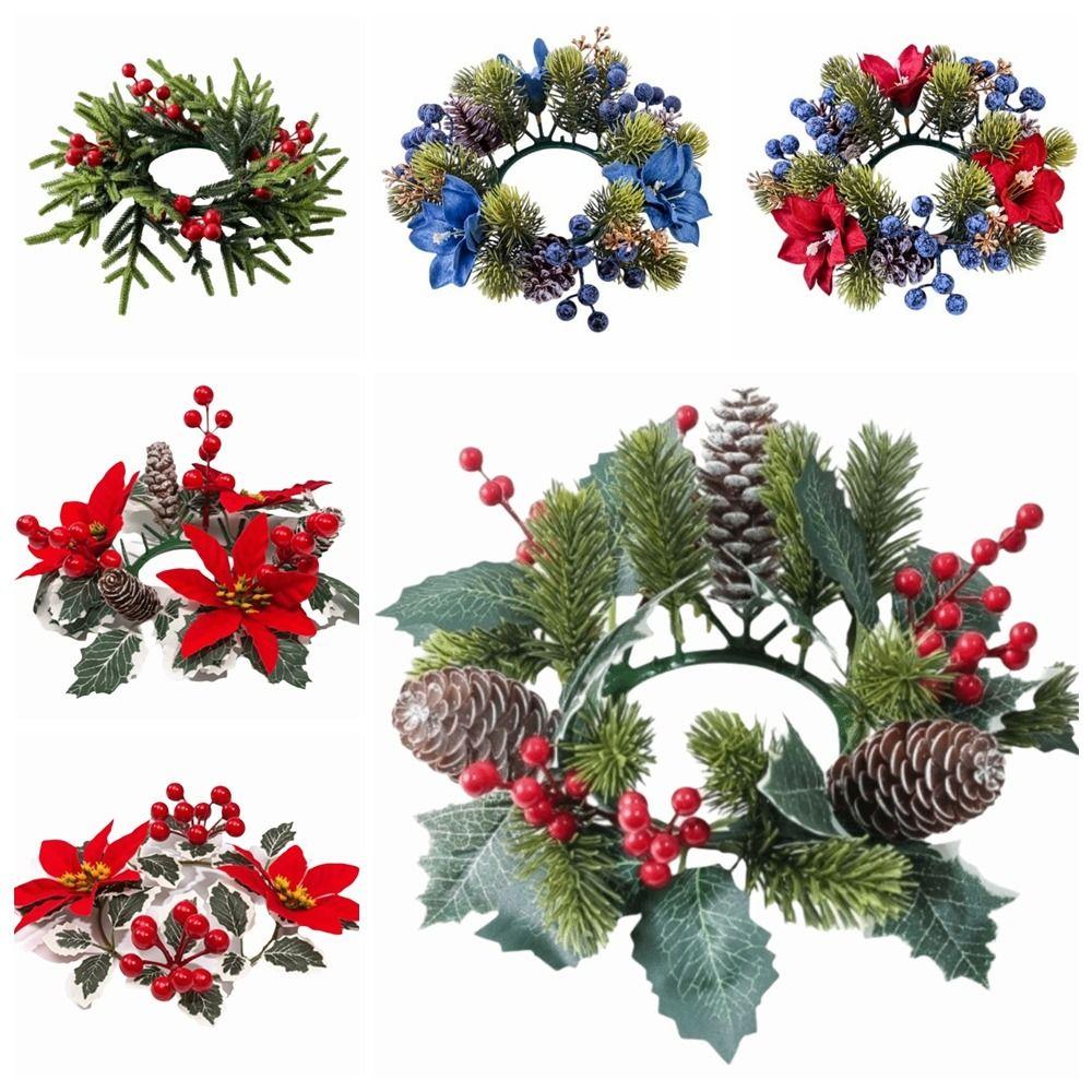 Künstliche Blume Blumen Kranz Kerzenhalter Kiefer Kerzenständer Girlande Partydekoration