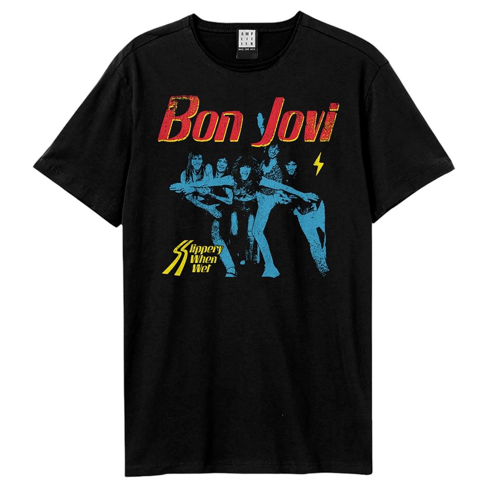 Amplified Bon Jovi Unisex T-Shirt für Erwachsene „Slippery When Wet“