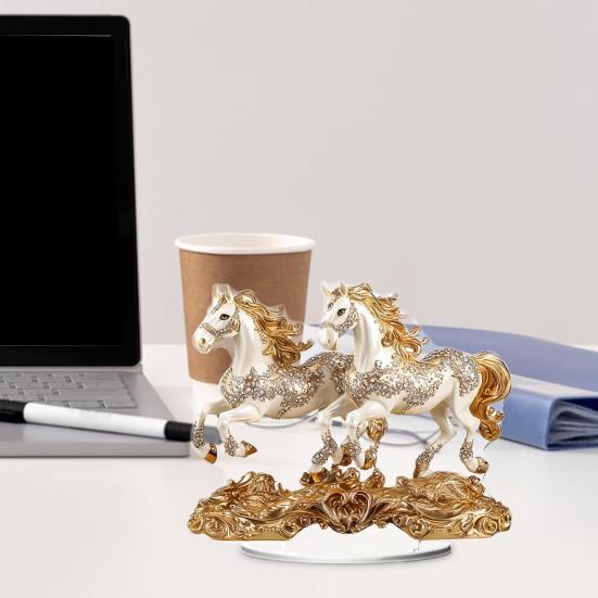 Yousheng Acrylic Horse Centerpiece 2D Flat Coin Horse Ornament Tabletop Horse Decoration for Living Room Bedroom Home Office Desk Shelf