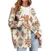 Women's Fashion Long Sleeve Christmas Print V-Neck Button Loose Cardigan Top