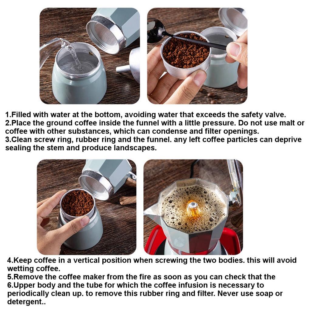 150ml/300ml Aluminium Mokka Espresso Kaffeekocher Kaffeemaschine Schwarz/Blau Moka Pot Herdplatten-Kaffeemaschine Kaffeemaschine 3 Tassen/6 Tassen