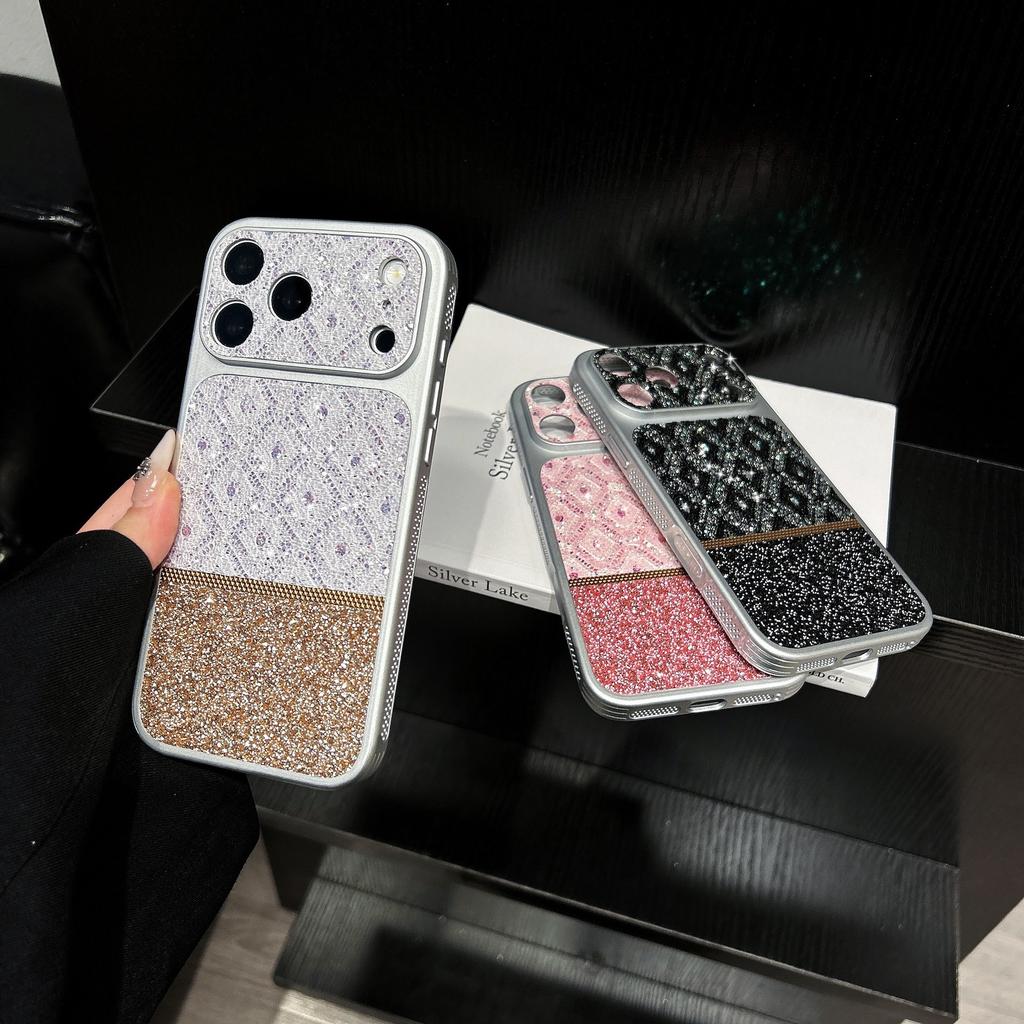 Applicable to Apple 17promax mobile phone case ins wind crushing diamond diamond glitter frame iPhone16/15 anti-drop hard case
