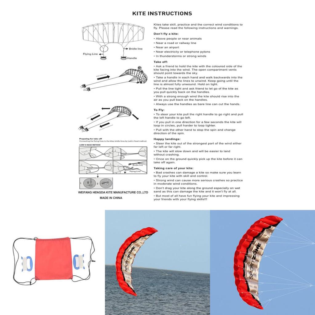2,5 m Doppelleiner Parafoil Fallschirm Stunt Sport Strand Outdoor Spielzeug Roter Drachen mit hochwertigem kariertem Stoff**