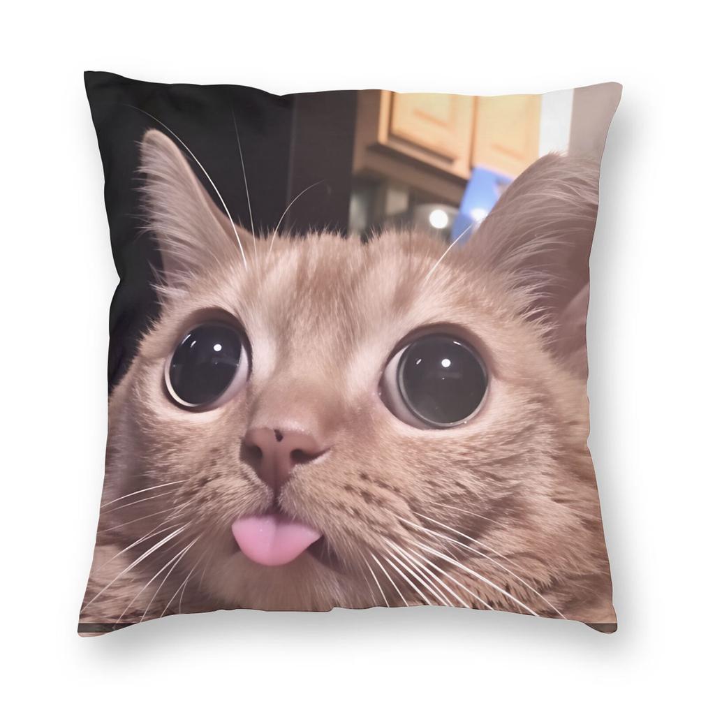 Katzen-Memes Lustiger Meme-Druck Kissenbezug Weicher Kissenbezug für Sofa Auto Heimdekoration Modischer Kissenbezug