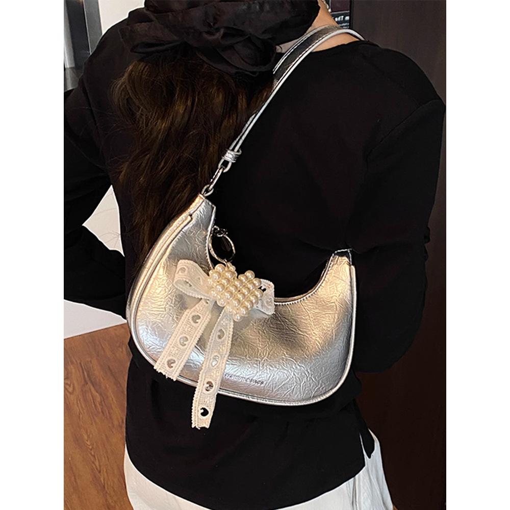 French Niche Underarm Bag Women's 2025 New Fashion Simple Shoulder Crescent Bag Casual Commuting Versatile Messenger Bag