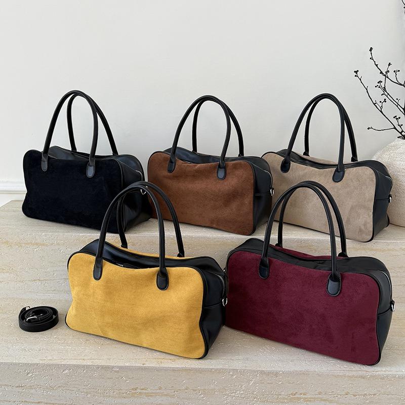 New matte women's bag contrasting color large-capacity retro commuter casual tote bag portable shoulder women's bag