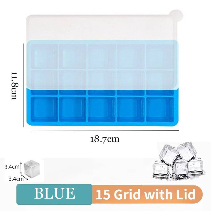 Summer 1pc Ice Cube Trays Silicone Ice Cube Molds for Freezer with Lid Reusable Whiskey Ice Mold Ball Diamond Ice Mold