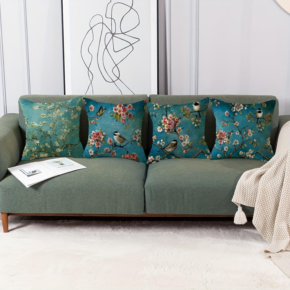 Painting Birds And Branch Print Throw Pillow Case, Cushion Cover For Sofa Home Decor 45x45cm