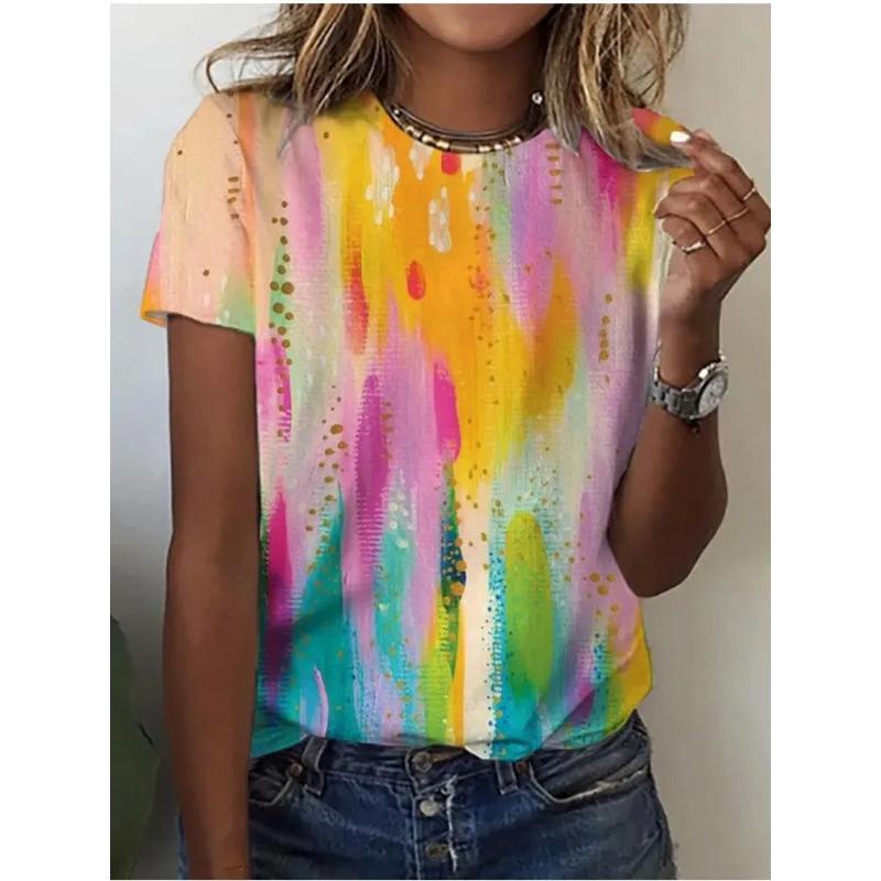 Soft Comfortable Printed Top Stylish Simple Short Sleeve Loose T-Shirts Women’s