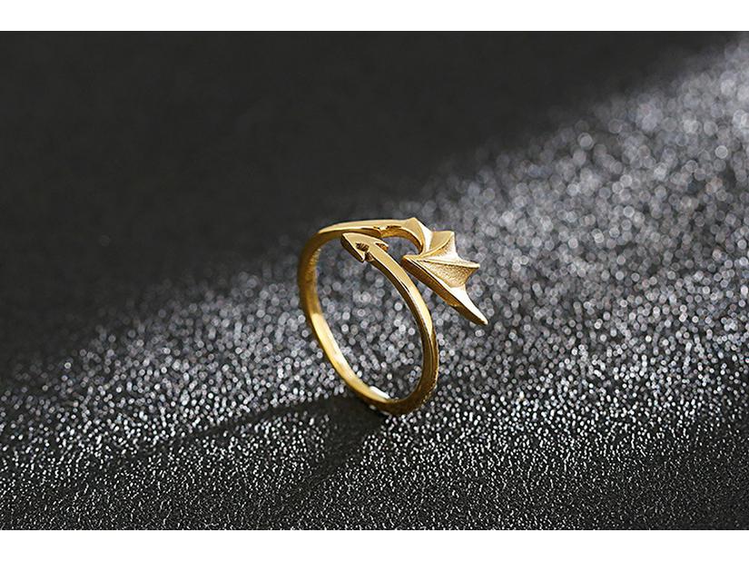 Arrow Wings Stainless Steel Devil's Feather Couple Ring