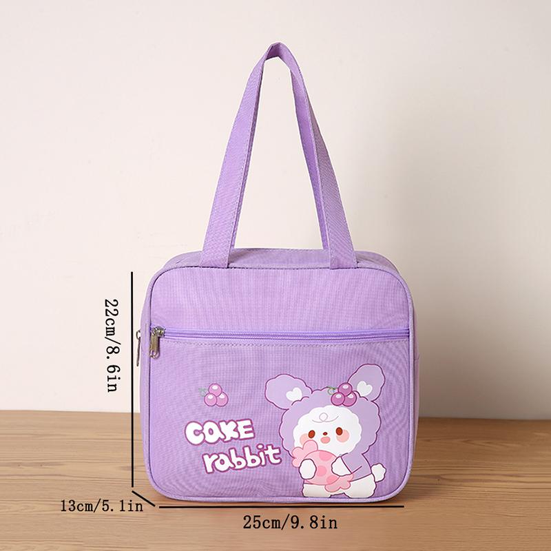 Hand-held Insulated Lunch Box Bag, Waterproof and Oil-proof, Cartoon-style Handbag, Multi-functional Storage Bag
