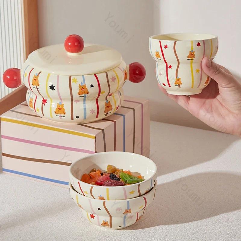 Creative Cute Cartoon Ceramic Bowls High End Unique Dessert Bowl Household Delicious Ramen Bowl Exquisite Tea Set Coffee Cups