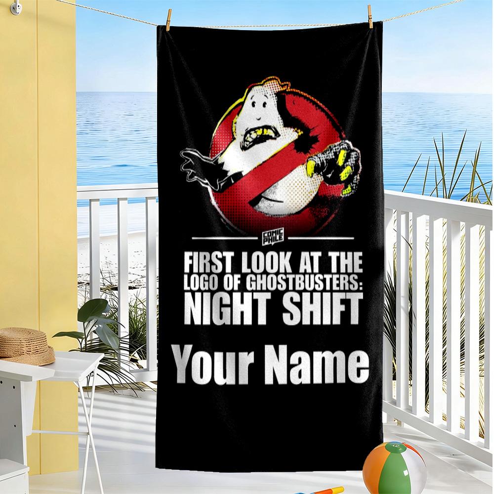 Ghostbusters Customize Text Beach Towel High Absorbency & Quick-Dry