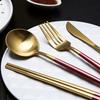 Portugal Gleiches gebürstetes 304 Edelstahl Steakmesser und Gabel Set Haushalt Rühr Dessert Kaffee Löffel Essstäbchen