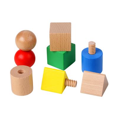 Muttern Holzklötze Baby Montessori Spielzeug Feinmotorik Sensorische Spiele Geometrische Schrauben Formen zuordnen Kleinkinder Lernspielzeug