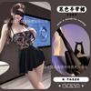 Night cat sexy hollow erotic underwear pure lace perspective tube top splicing suspender skirt uniform hot women's suit