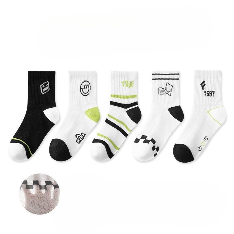 1-15 Years Children 5 Pairs Socks Spring and Summer Thin Mesh Crew Socks