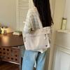 Shoulder Bag Women Canvas  Multi Compartment Zipper Storage Daily