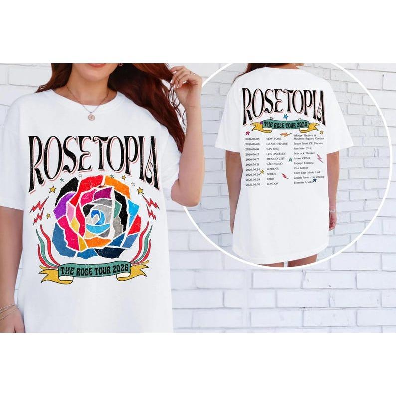 Summer Fashion Trendy Tee Men Women Vintage Top The Rose Rosetopia 2026 World Tour Shirt  Gothic Cotton Oversized T-shirts