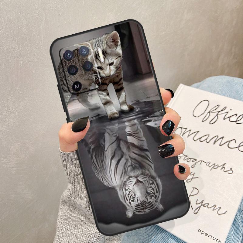 Animal Big Cat Kitten Tiger Case For Oppo A40 A60 A80 A78 A38 A18 A98 A58 A96 A76 A16 A94 A74 A54 A15 A17 A57 A77 A5 Pro