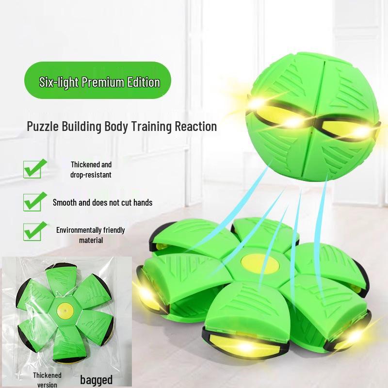 Magic Flying Saucer Ball: Deformable Outdoor Stomp Toy with Lights for Kids