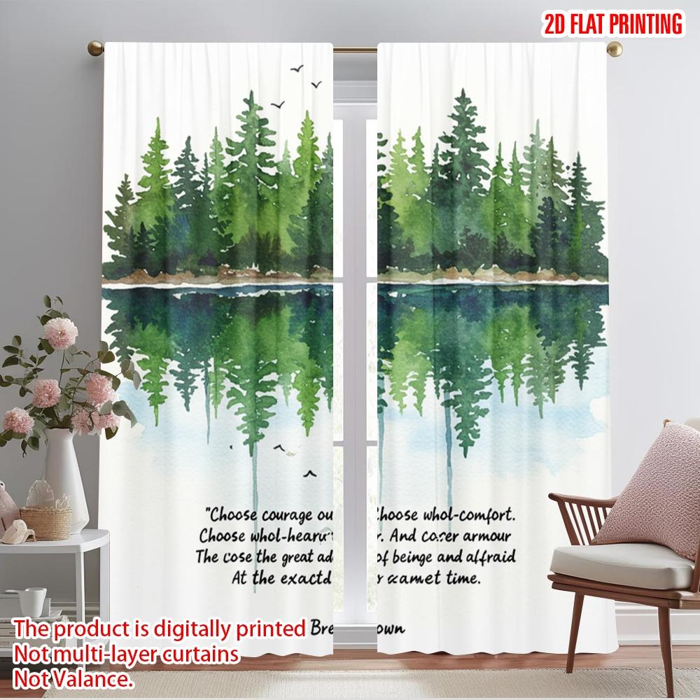 

2pcs 2D flat printing Drapes Forest Reflection Courage Adventure Fabric Without Electricity Holiday Decorations Perfect for All 52.50×116.00 CM 2pcs