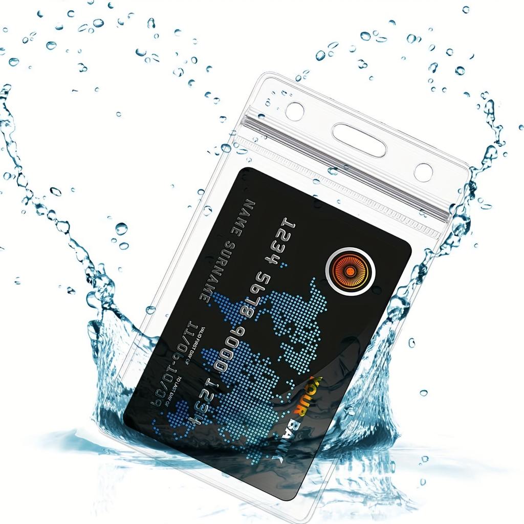 20-pack Transparent Vattentät PVC-kortficka, Vertikal ID-brickhållare med snöre för mässor, certifikat och anställdas namnskyltar