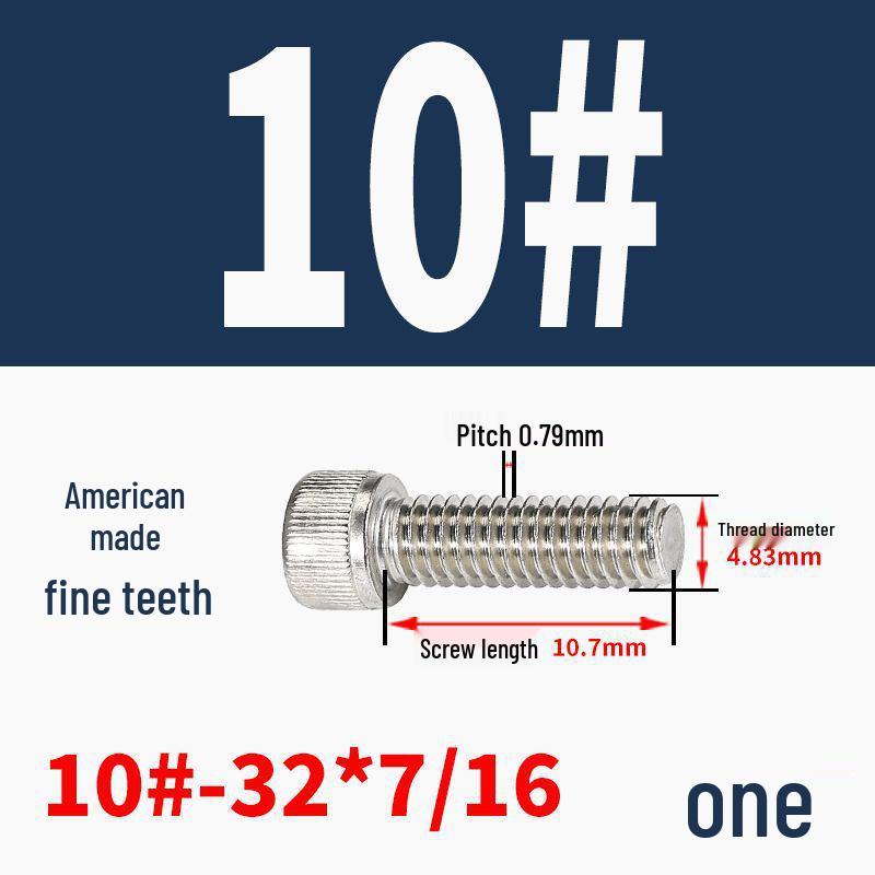 304 Stainless Steel Fine Thread Socket Head Cap Screw 10#-32, 1/4-20, 5/16-24