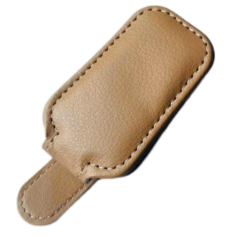 Car Sunglasses Holder Durable Leather Clip Glasses Case Ticket Card Clip Eyeglasses Mount Car Interior Accessories