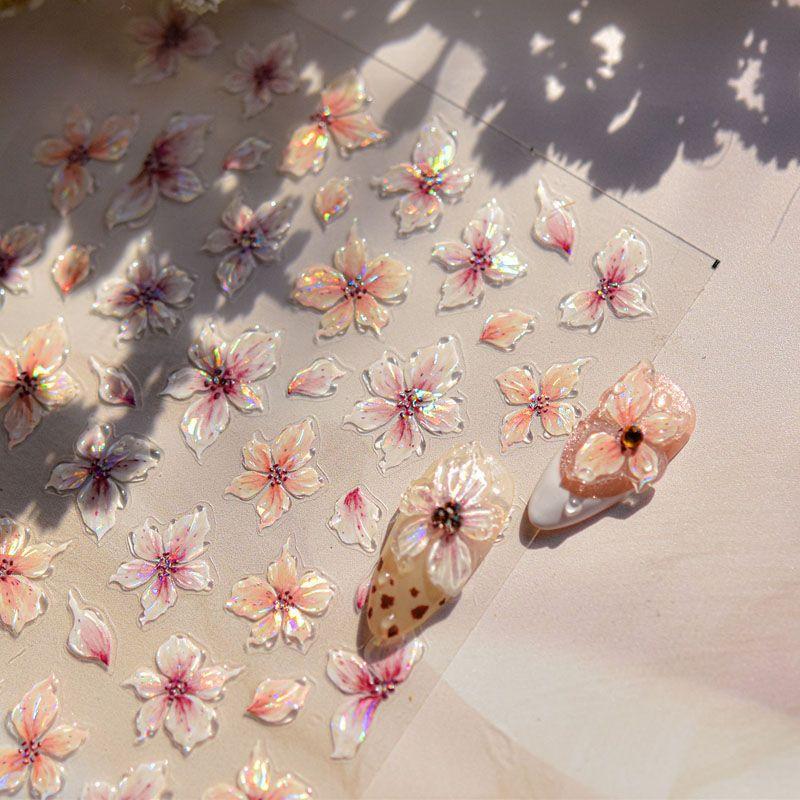 

Pink Carved Lily Nail Stickers New Arrival 5D Relief Three-Dimensional Net Red Sun Series Big Petal Nail Stickers Decorations Shell light powder carving Lily 4880