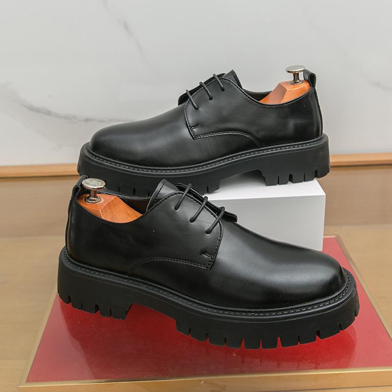Men's Shoes Business Leather Shoes Men's Formal Casual Shoes Trend British Style Men's Loafers Platform Beanie Shoes Men