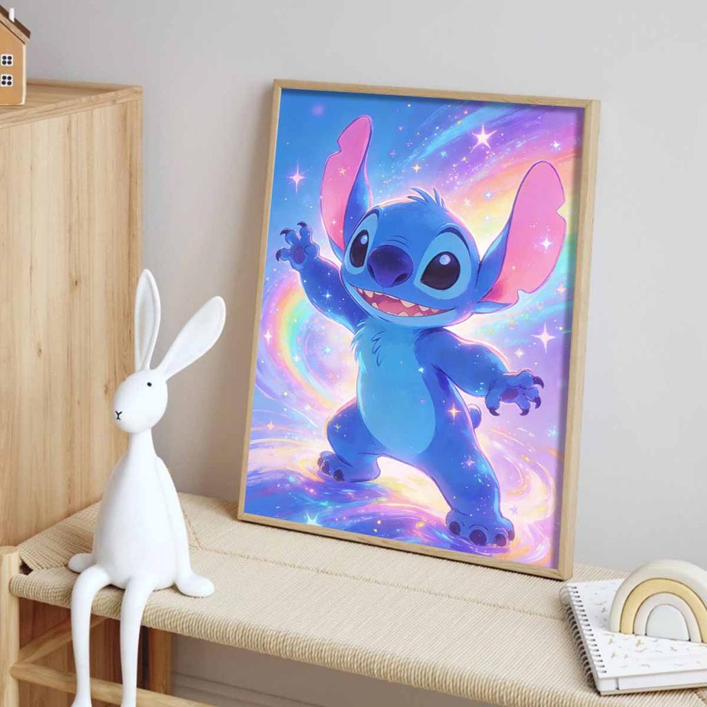Disney 5D DIY All Diamond Art Painting Kit Stitch With Rainbow Sparkle Home Decor Gift