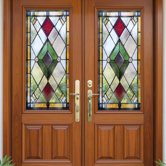 Stained Glass Window Privacy Film Vintage Decorative Frosted Static Cling Waterproof PVC Reusable UV Sun Blocking Glass Sticker Cover