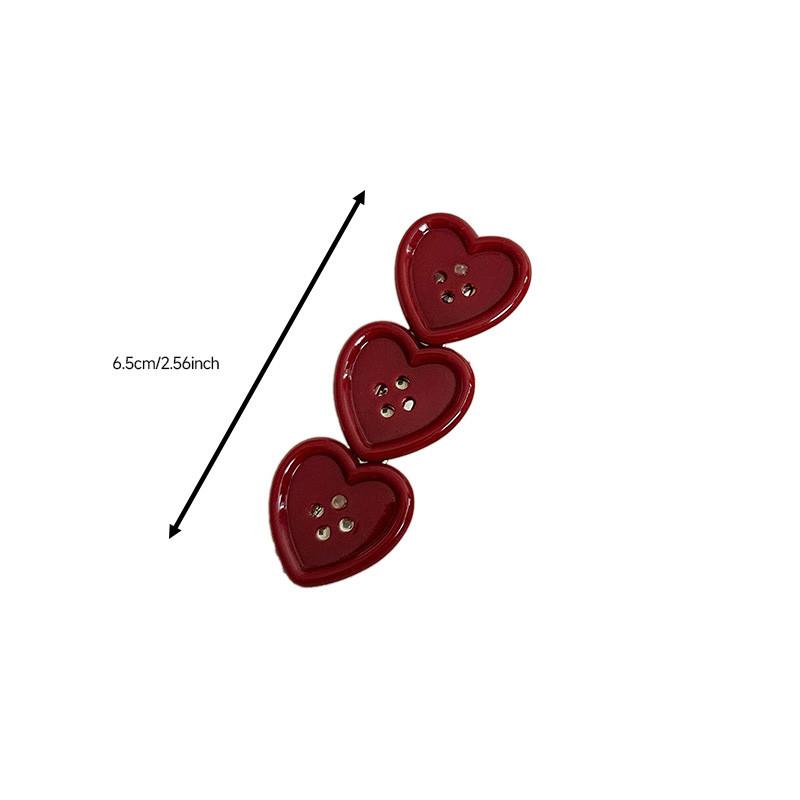 Sweet Check Love Button Hair Clip Side Bangs Girly Cute Duckbill Clip Hair Accessories