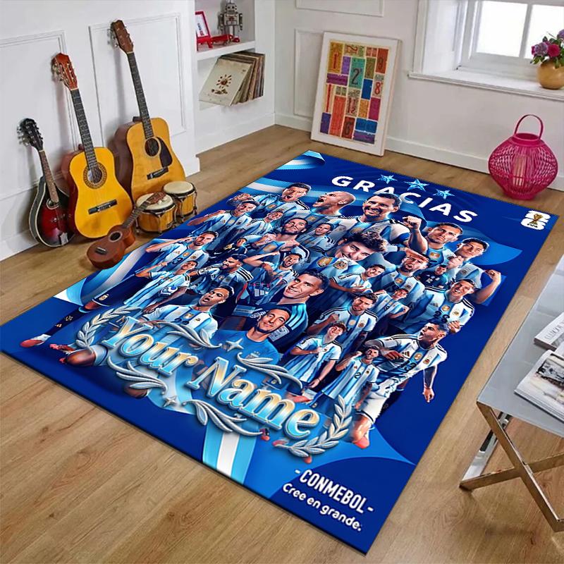 M-Messi Design Area Rug Personalized Name- Non-Slip, Soft & Cozy Floor Mat for Living Room, Office - Indoor/Outdoor Carpet