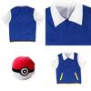 Pokemon Ash Ketchum Cosplay Costume Full Set Adults Jacket Gloves Hat Halloween High Quality Elastic Soft Polyester Material