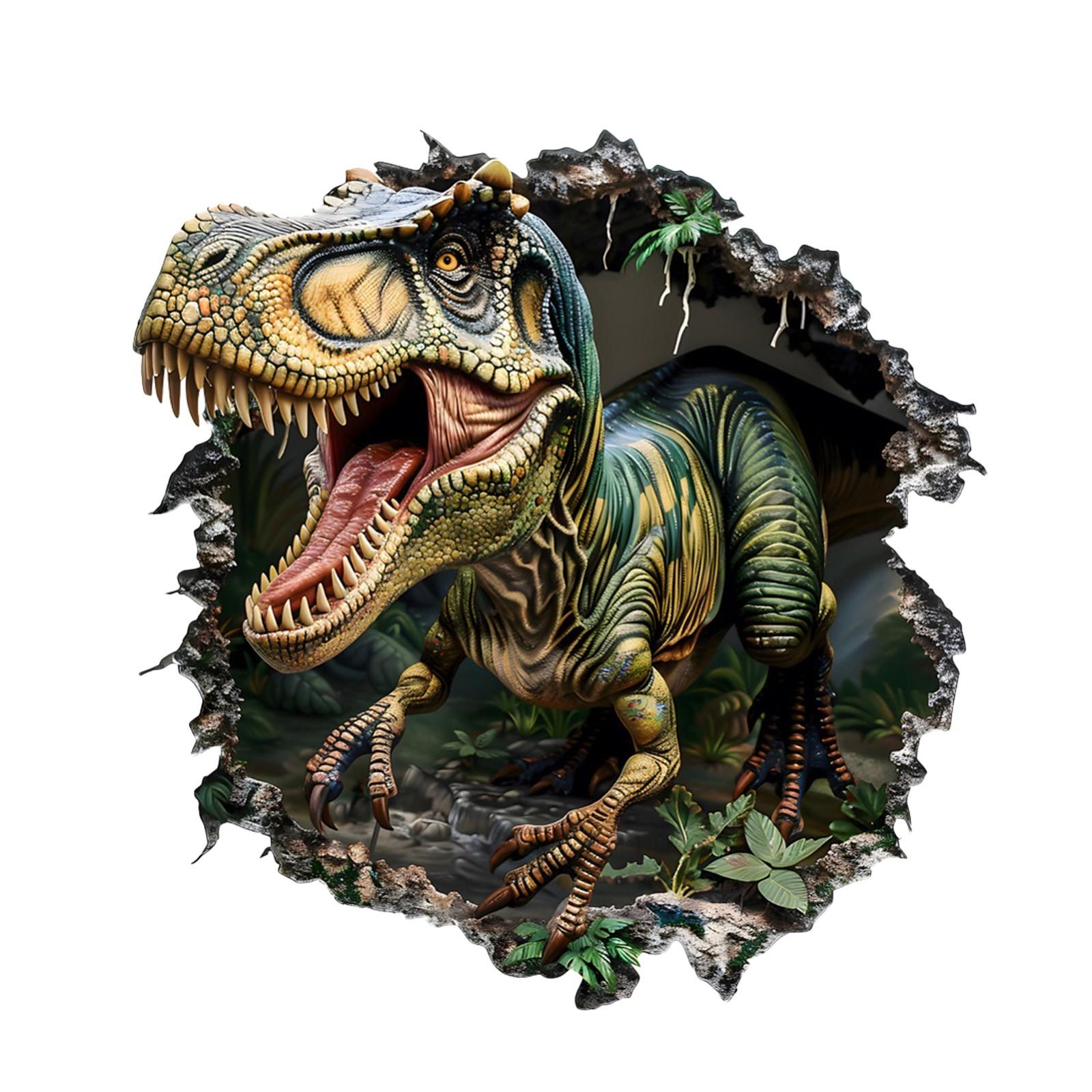 

Имитация 3D Наклейки на стену Динозавр, пробивающий стену, Гостиная, Детская комната, Декоративные наклейки для дома One Size