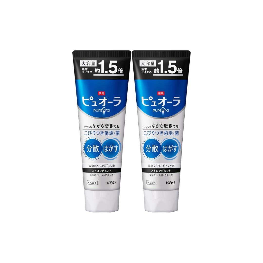 

[Amazon exclusive] [Set of 2] Medicated Pyuora Toothpaste Strong Mint Large capacity 170g x 2 [Quasi-drug]