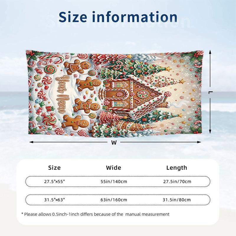 Christmas Theme Beach Towel Personalized Custom Name & Text Soft Quick Dry Beach Towel for Swimming Travel