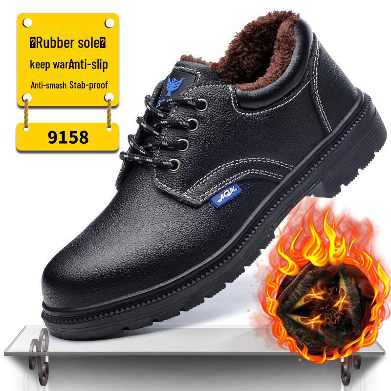 Pánské kotníkové nepromokavé zimní bezpečnostní boty - Odolné proti nárazu, Odolné proti propíchnutí, Podšívka ze sametu a bavlny