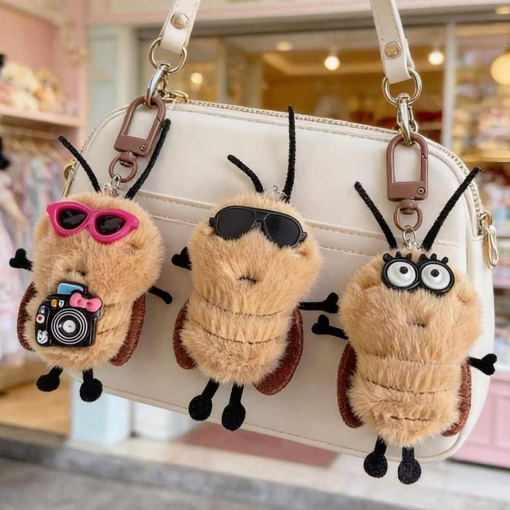 Bag Hanging Plush Cockroach Pendant Ornaments Car Key Ring Personality Cockroach Keychain Gifts