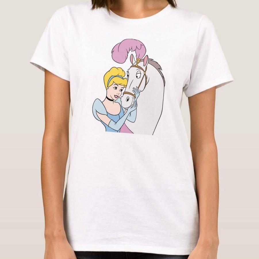 Cinderella Animation Summer TShirt Womens Clothing Casual Loose Comfortable Short Sleeve Unisex Women Cotton Comfortable and Soft