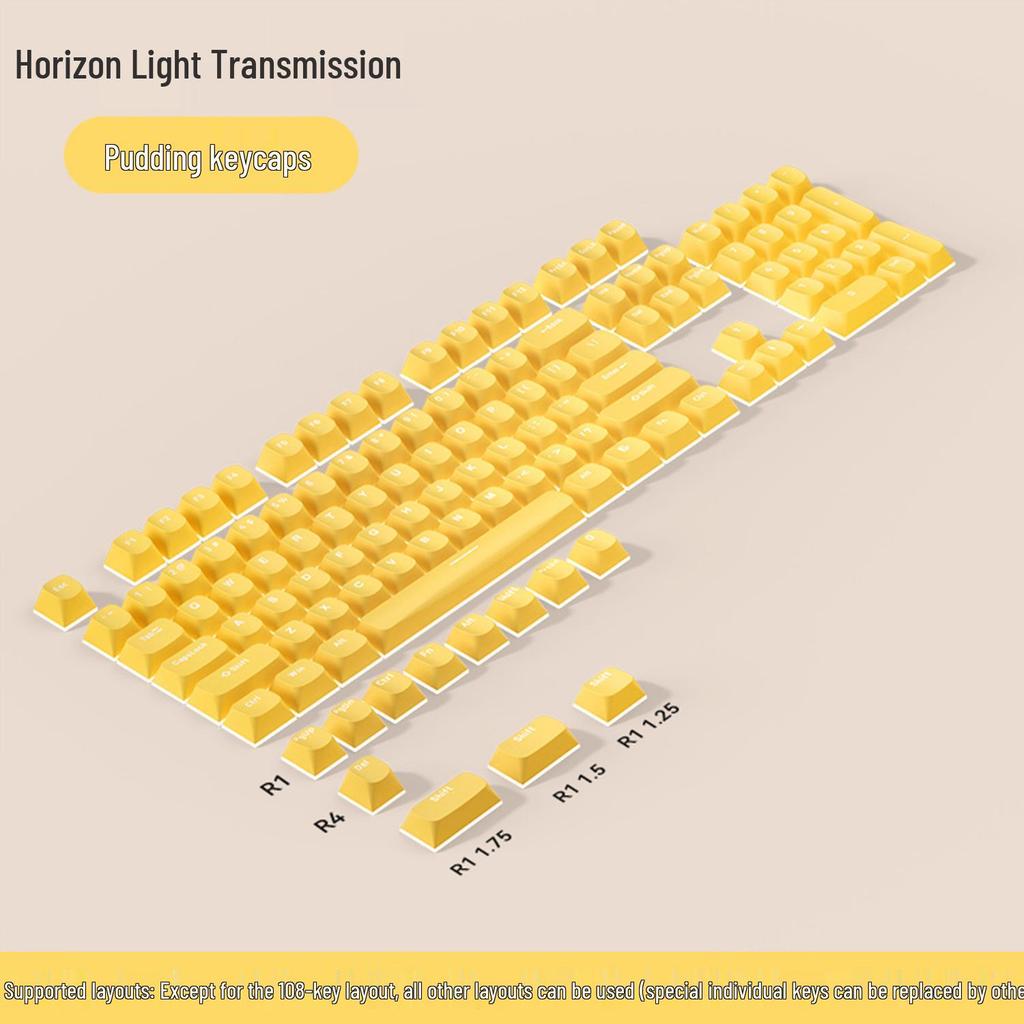 PBT Horizon Doppelwand Milchreis Gelee Tastenkappen - Transluzentes Mechanisches Tastatur Set