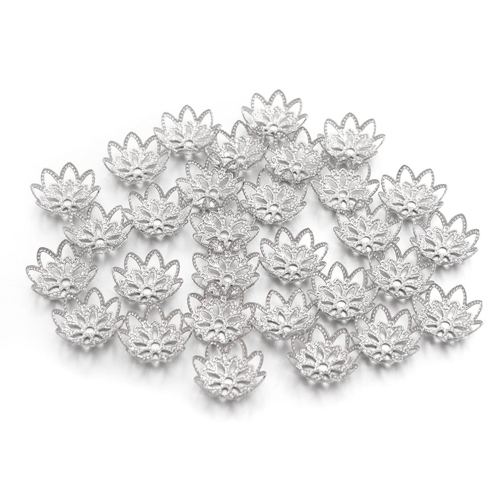 30pcs Vintage Stainless Steel Bead Caps Flower Bead End Caps For Jewelry Making DIY Necklace Bracelet Earrings Spacer Bead Caps