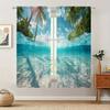 Ocean Scenery Printed Curtain for Home Decor - Rod Pocket Window Treatment for Bedroom, Kitchen, Living Room