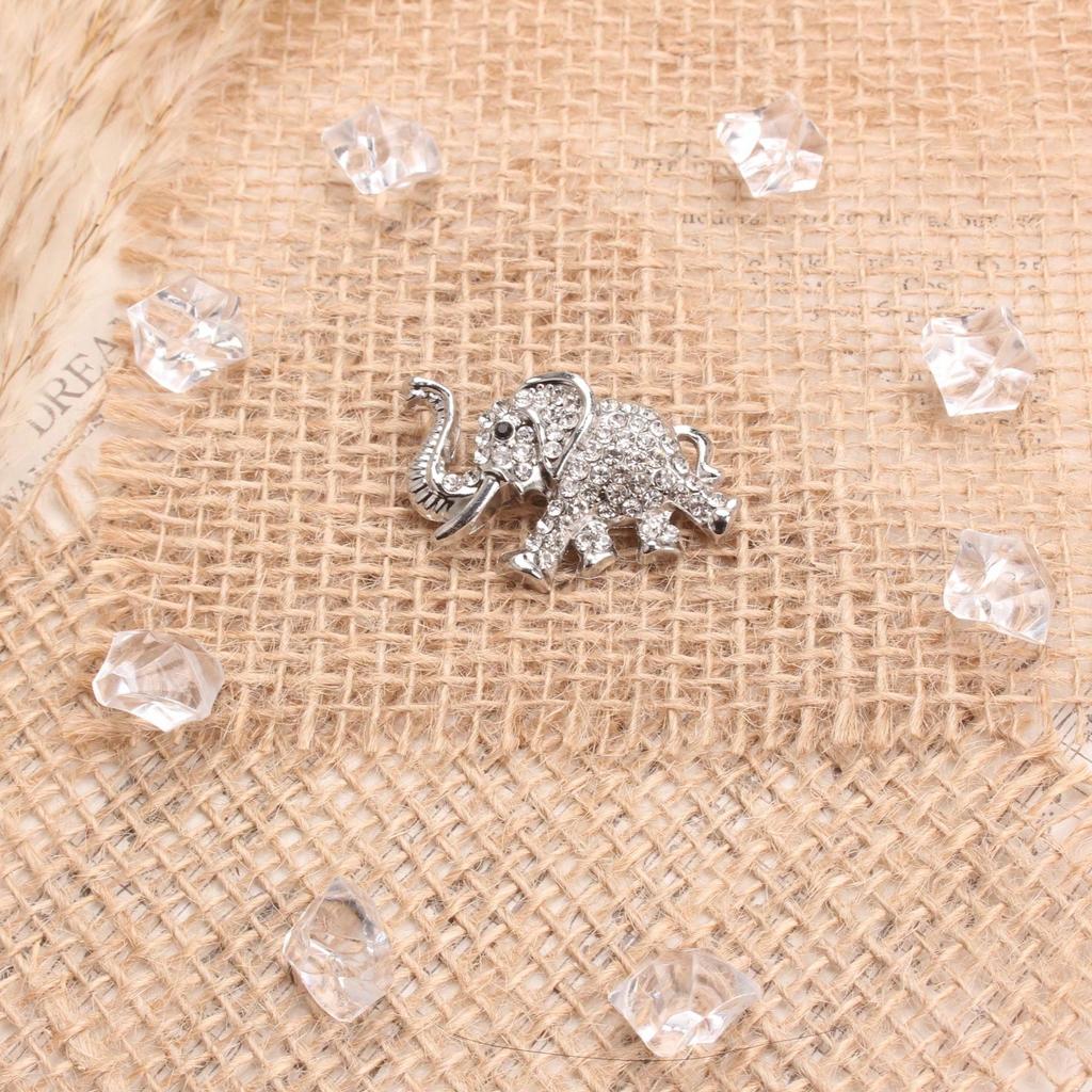 Vintage Elephant Brooch Set, Gold Silver-Toned Clear Rhinestone Pin, Accessory for Outfits Bags Styling