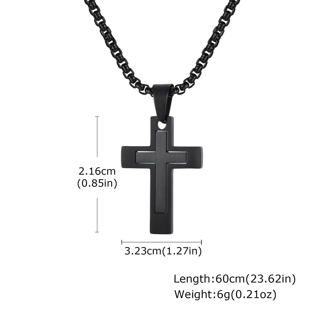 Cross Pendant Necklaces for Men Boys,Waterproof Stainless Steel Necklace,Christian Religious Faith Prayer Zircon Gift