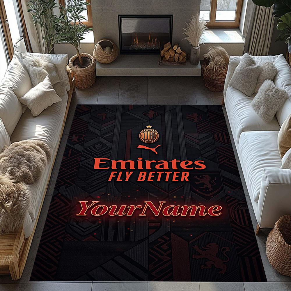 Ac Milan Personalized Text Carpet Suitable for Dining Room Kitchen Study room Living Rooms Anti-slip Rug Decorate Offices