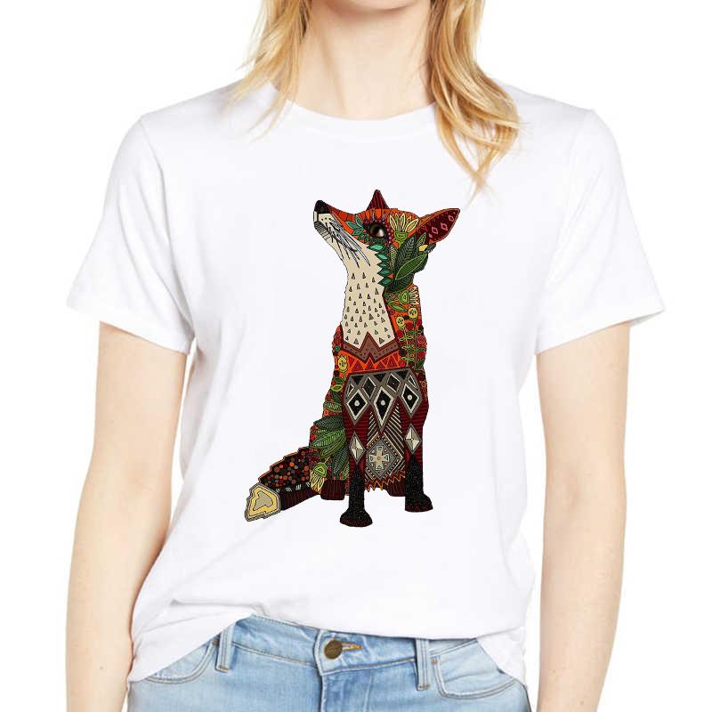 Women T Shirts Printing Graphic Fox Owl Summer Autumn Cute 90S Fashion Clothes Lady Tee Tops Female Kawaii T Shirt Women T-Shirt