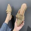 New Retro Baotou Kitten Heel Half Slippers Fashion Pointed Toe Rivet Casual Outside Wear Women's Cool Drag
